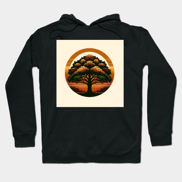 Harvest Circle: The Oak of Autumn Sunsets Hoodie by heartyARTworks